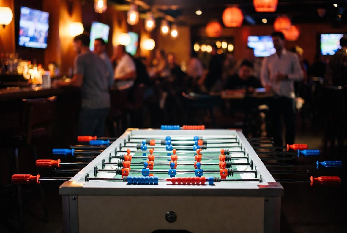 Foosball table in a recreation area