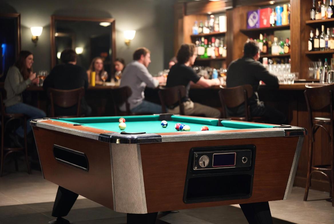 Pool table in a bar and recreation setting