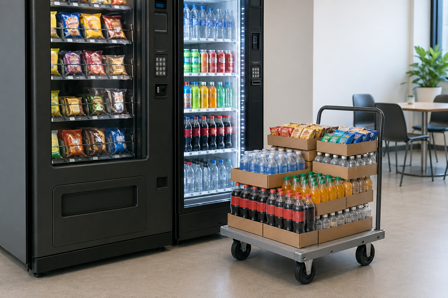 Product organized for a vending restock visit